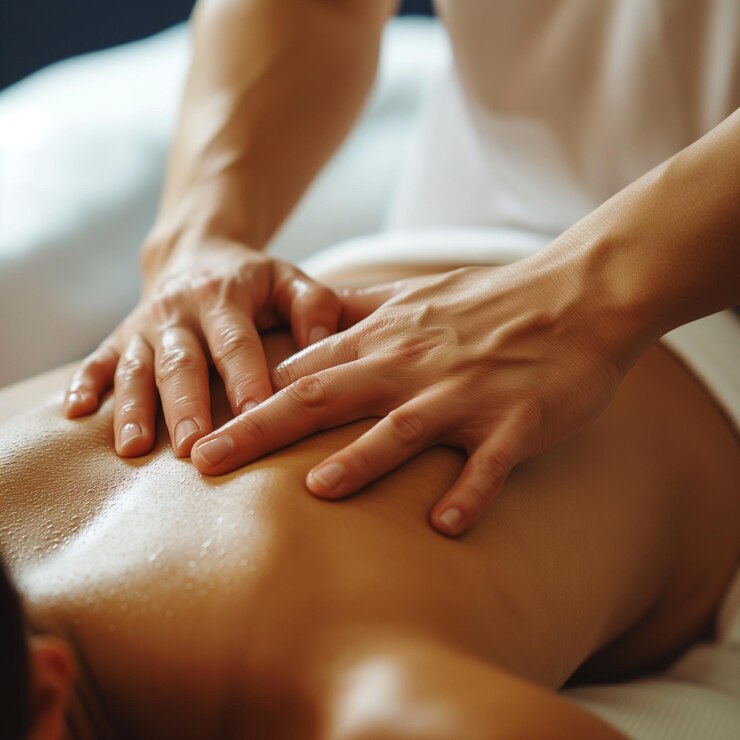 beautiful young woman enjoying massage spa salon relaxed brunette girl lying massage bed 657790 40923